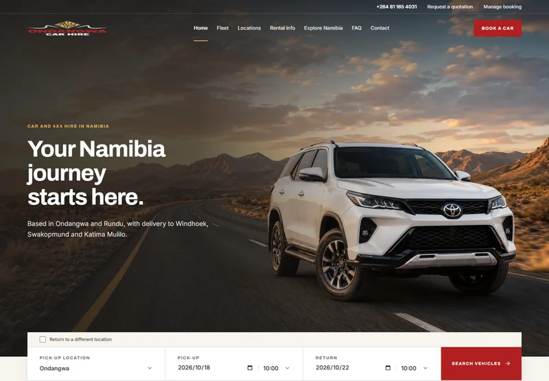Ondangwa Car Hire — website preview, in development