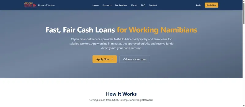 Otjetu Financial Services website