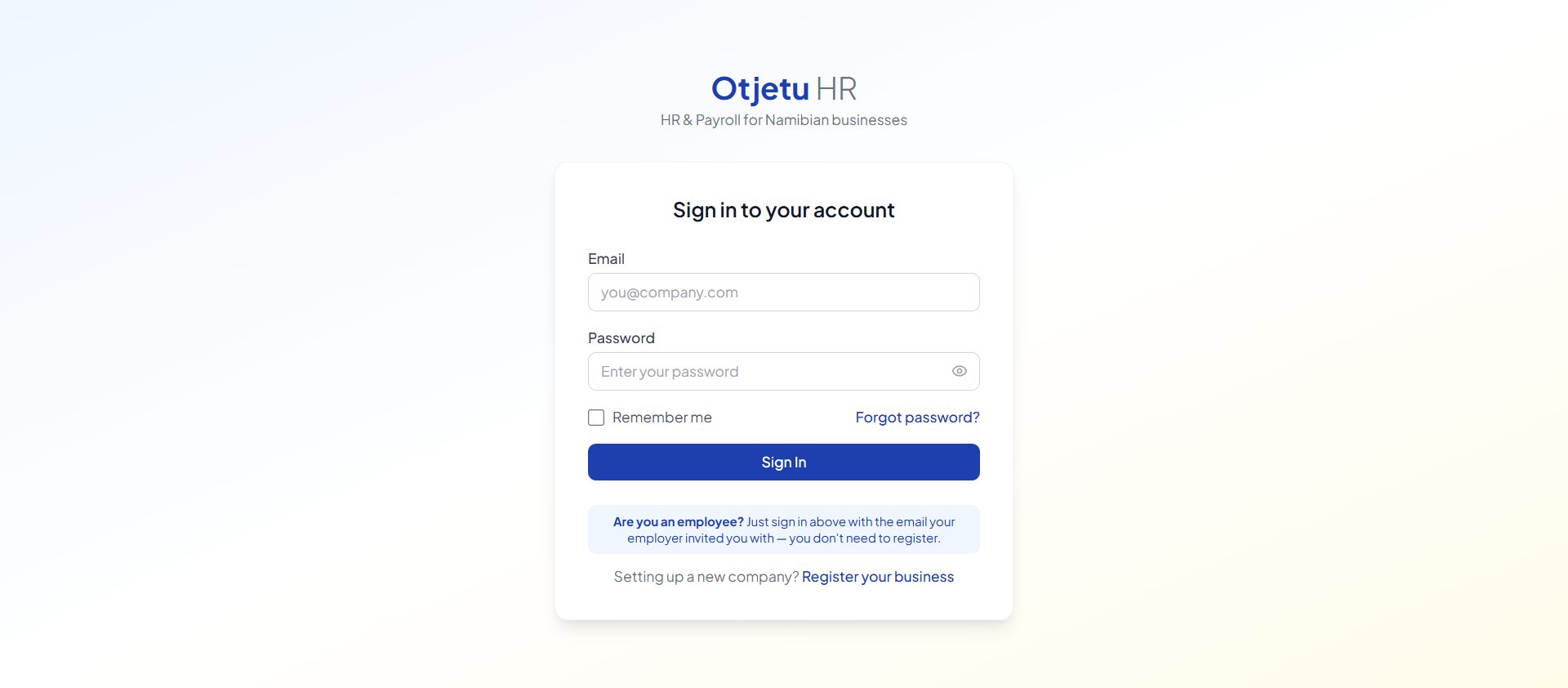 Otjetu HR — HR and payroll software for Namibian businesses