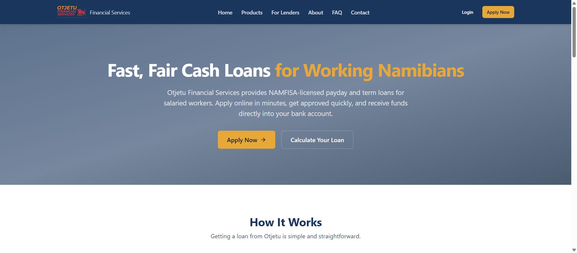 Otjetu Financial Services — NAMFISA-licensed loans with online applications