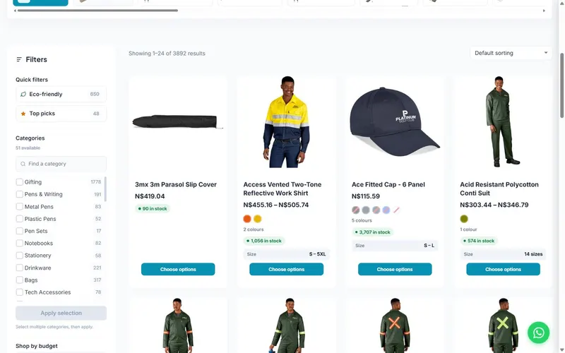 Category browsing grid