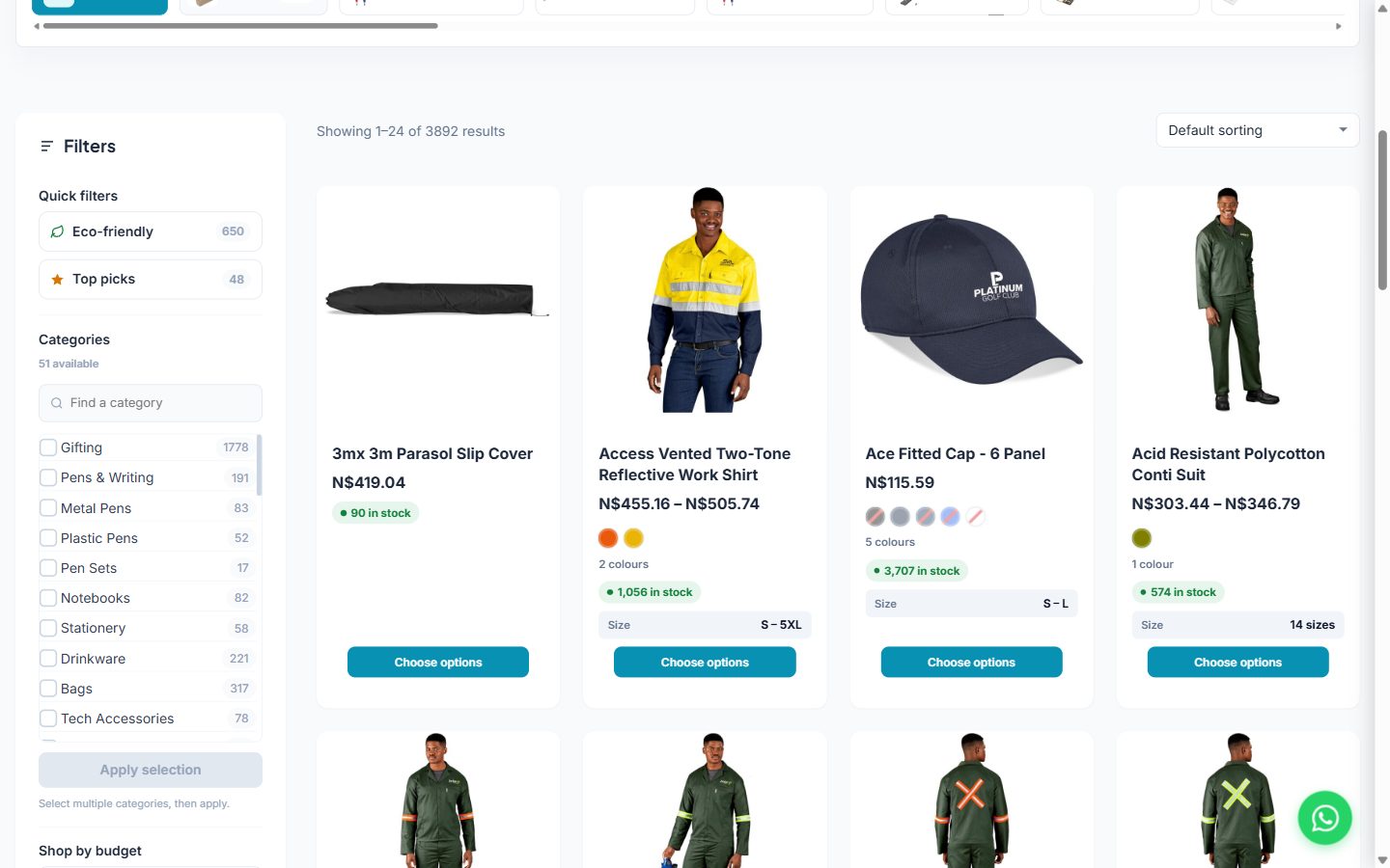 Octovia promo store product grid